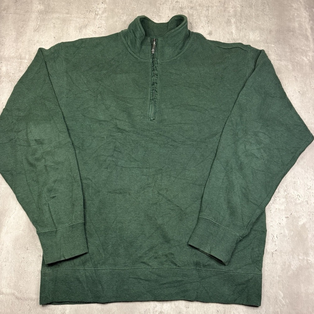 Vintage Orvis Mens M Olive Green Quarter Zip Pullover Sweater Sweatshirt 1/4